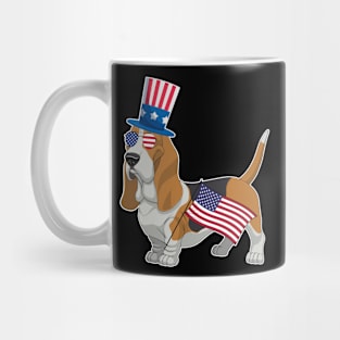 Basset Hound Uncle Sam Hat Sunglasses Usa Flag 4th Of July Mug